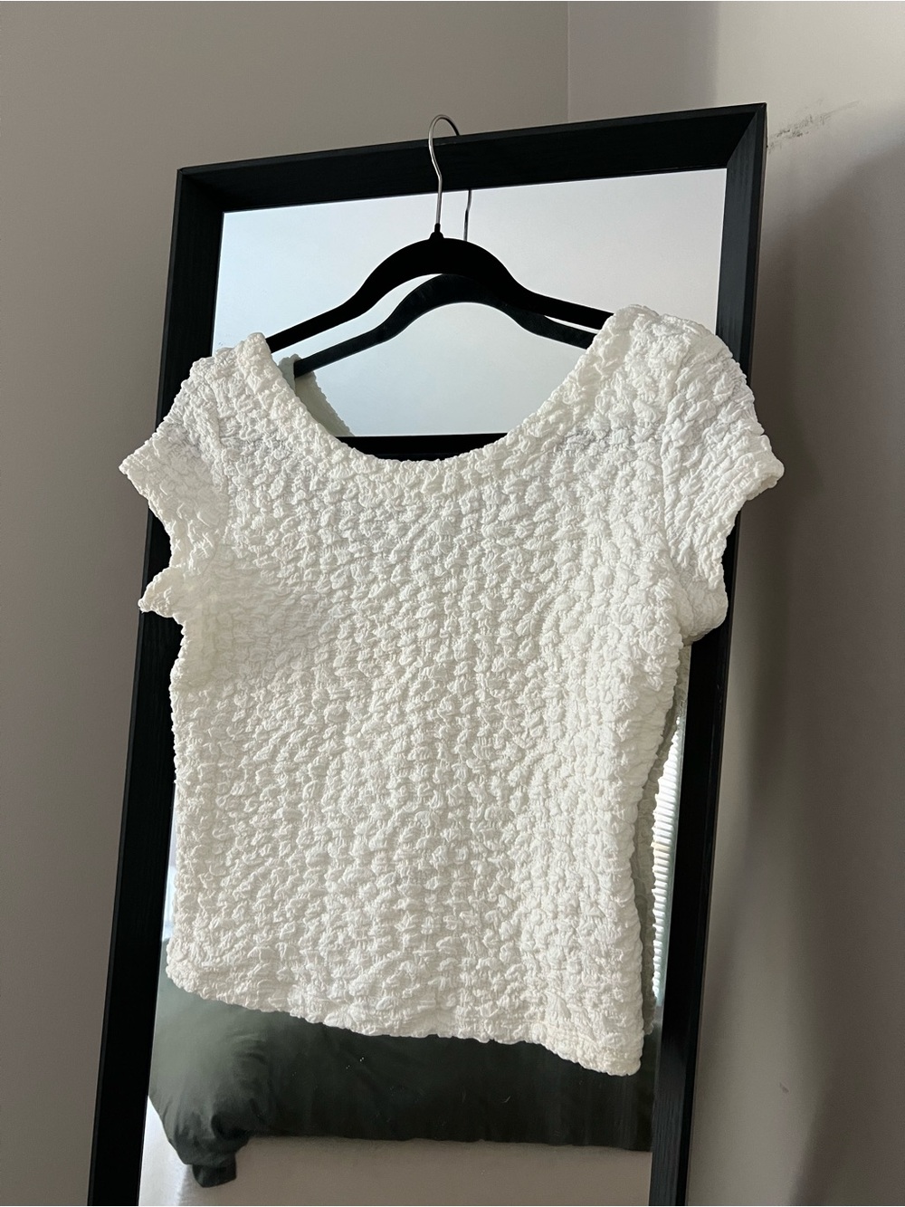 Maeve White Textured Short-Sleeve Top